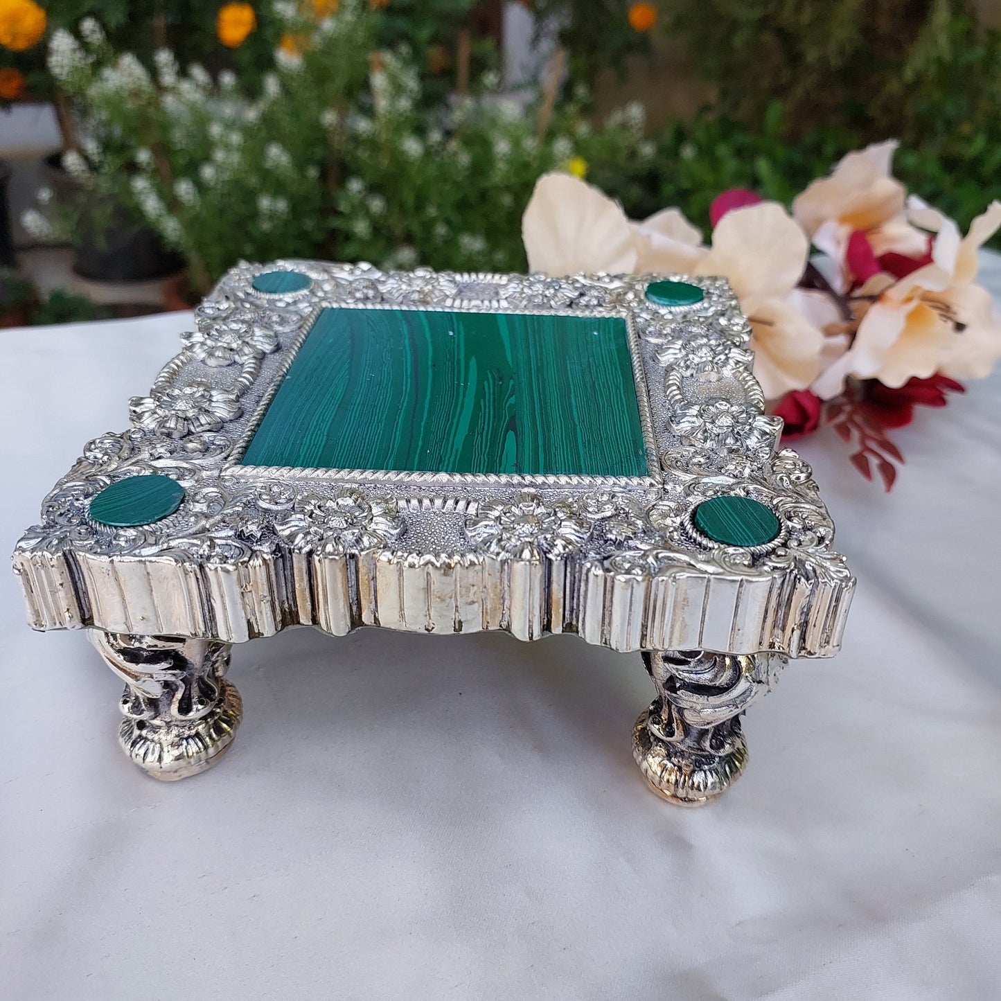 Green MOP Silver Chowki