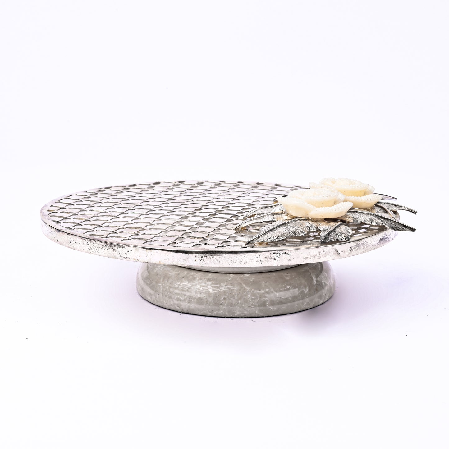 Round Checked Silver Platter