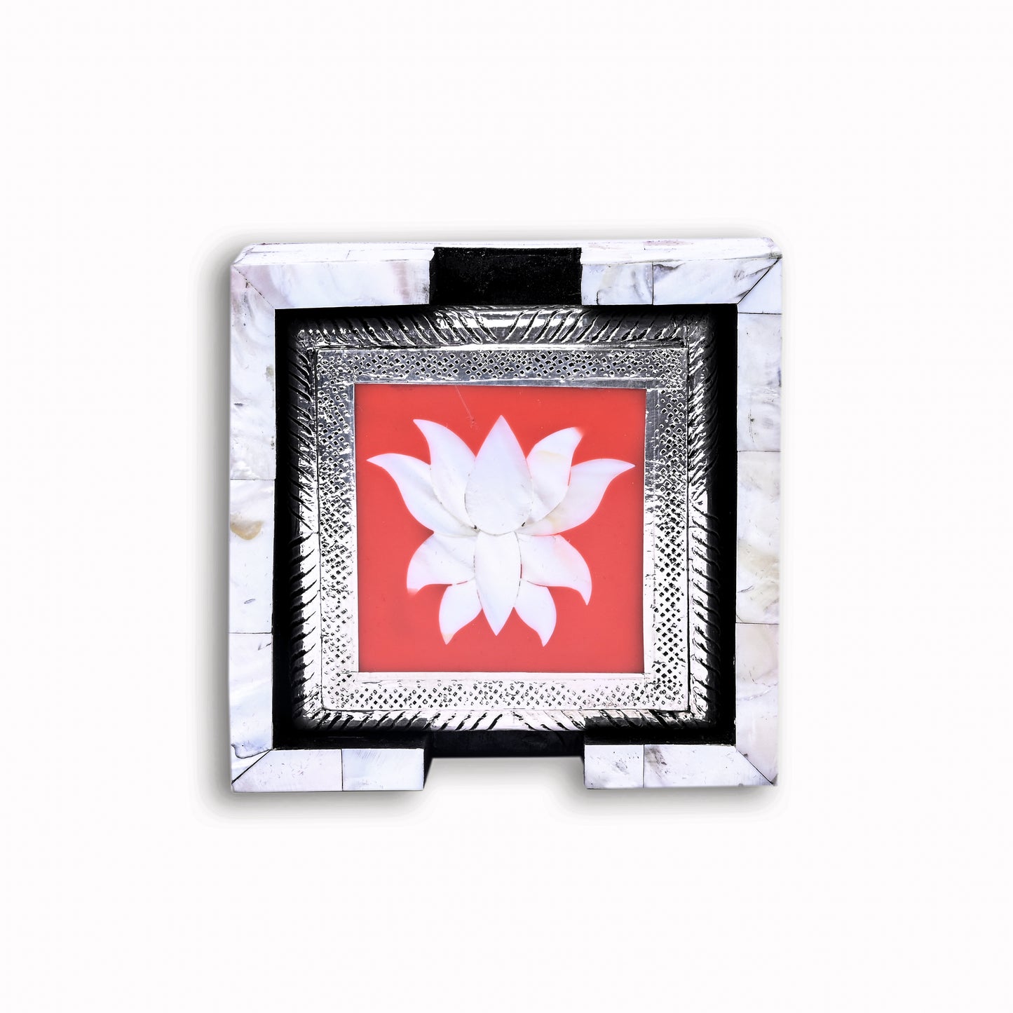 MOP Silver Red Lotus Coasters