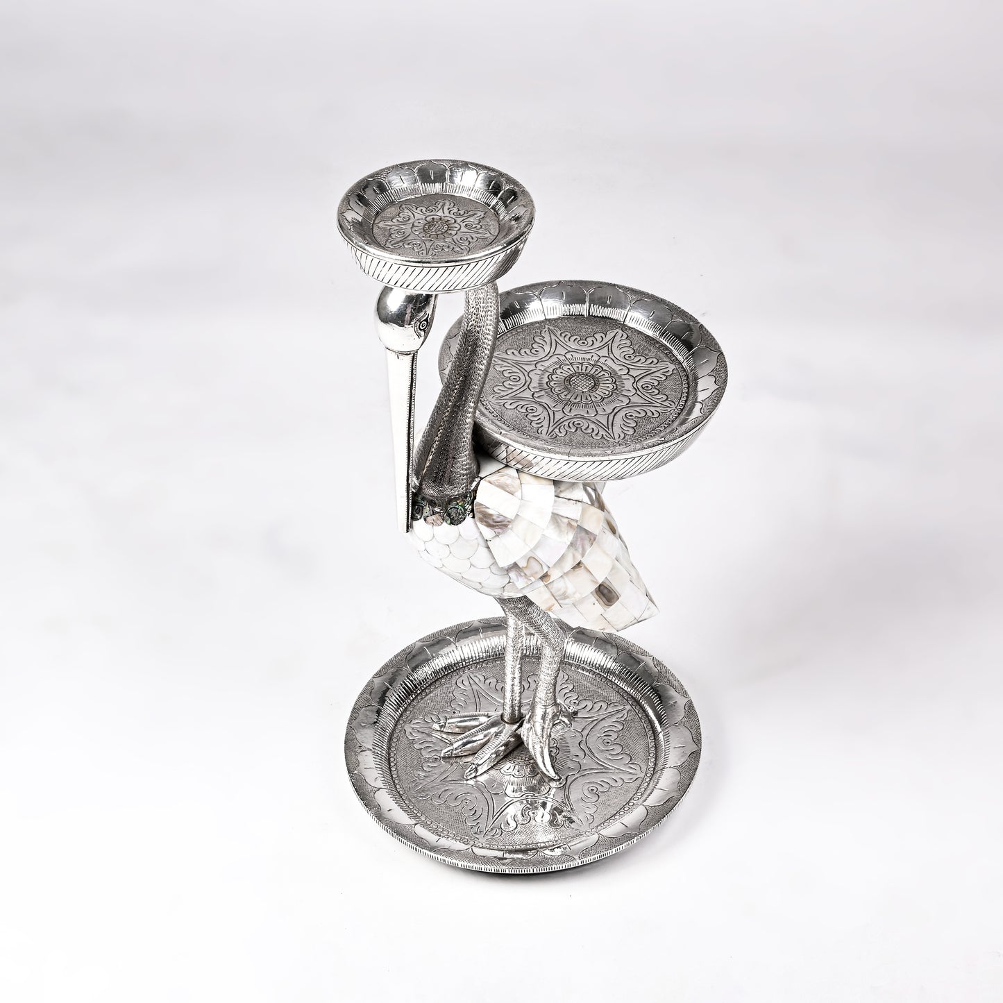 MOP Standing Silver Swan Platter