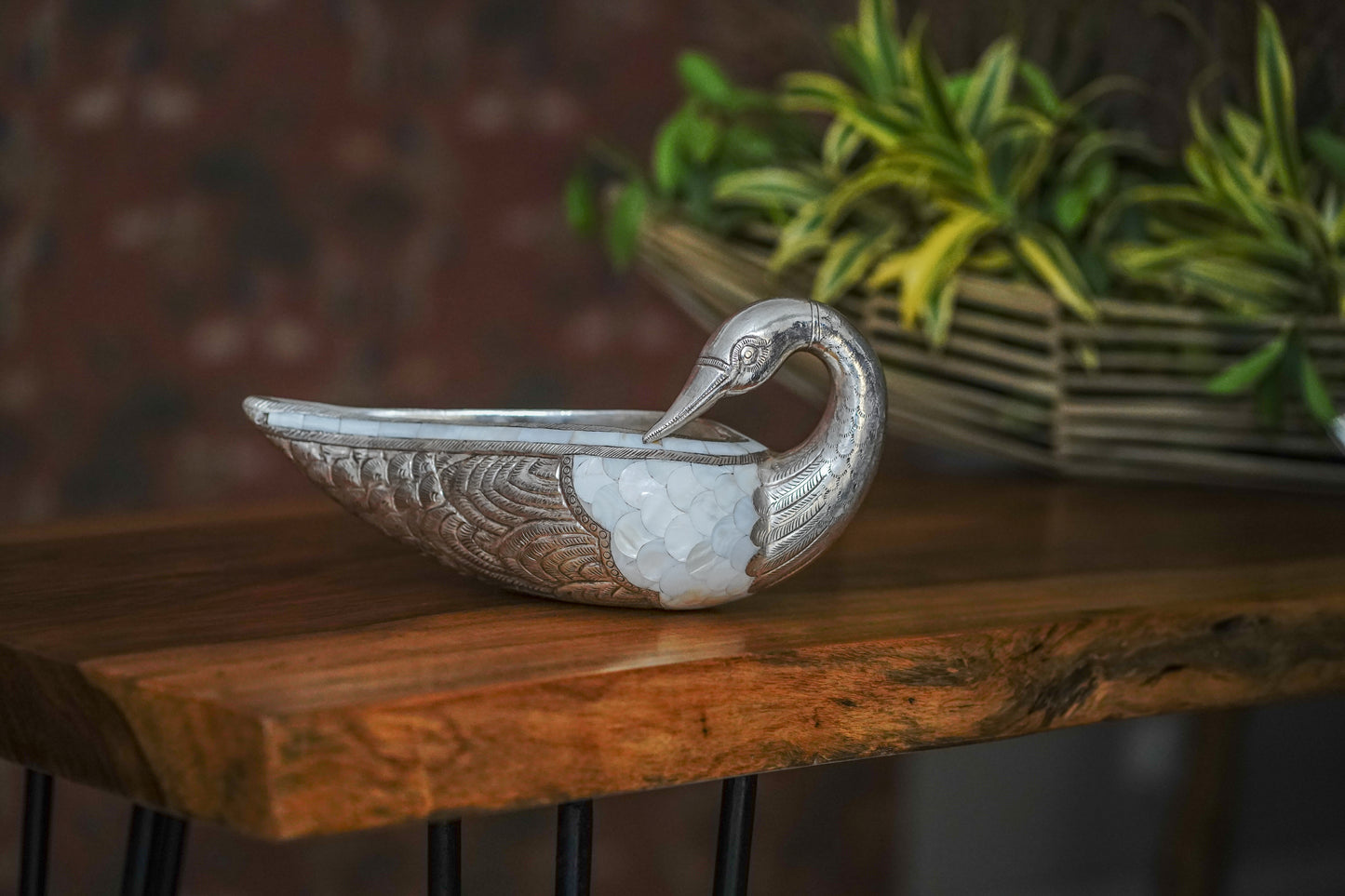 Silver MOP Swan Pair