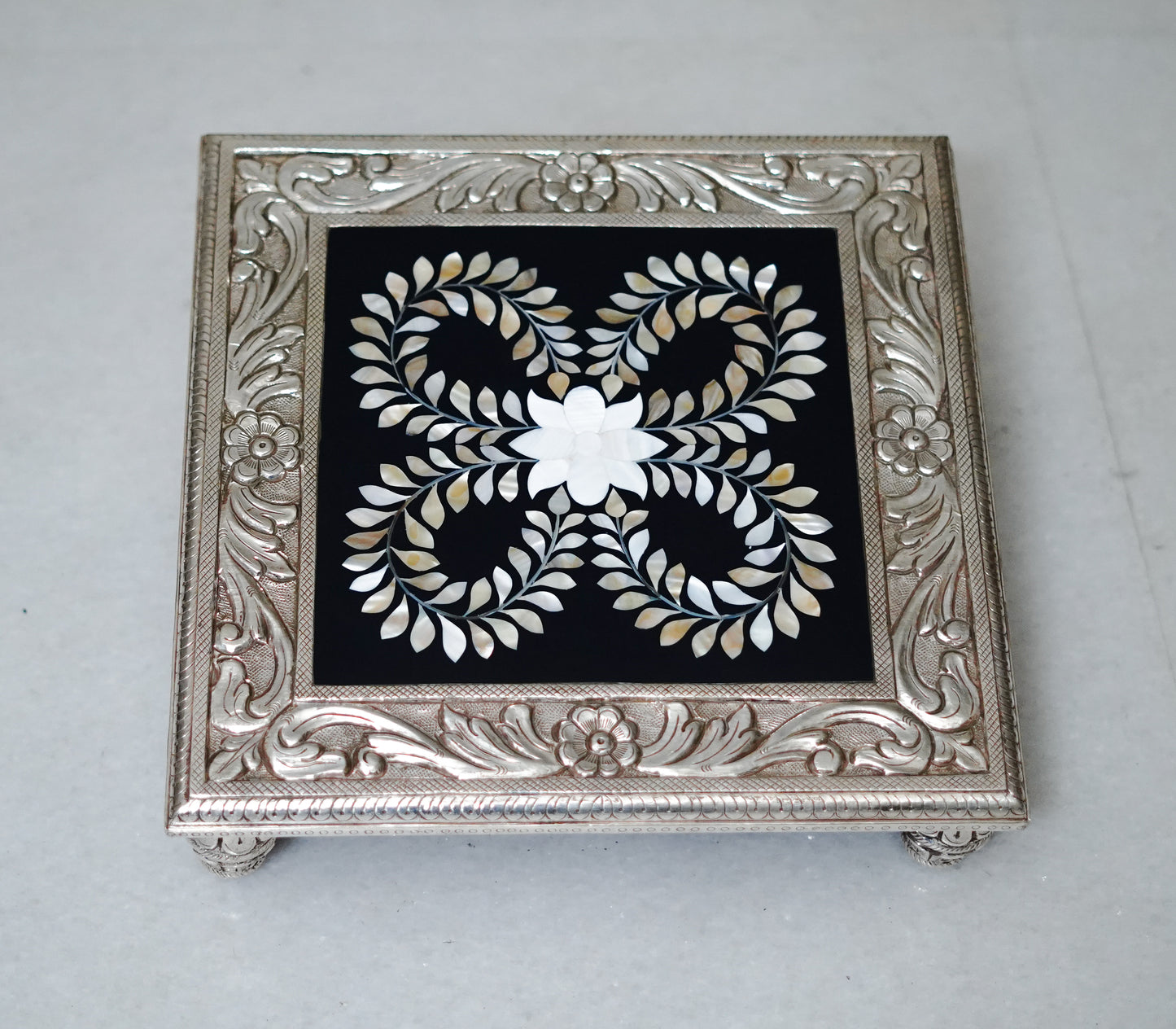 MOP Inlay Silver Chowki