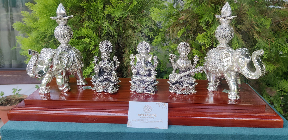 Silver Laxmi Saraswati Ganesh Elephant