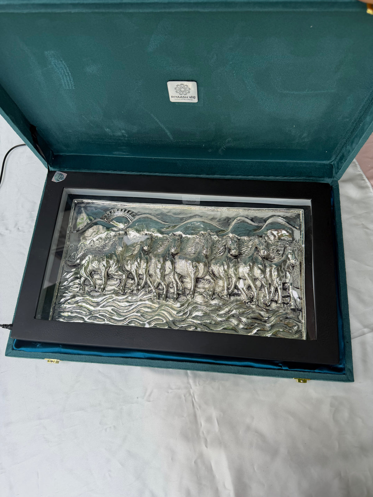 Silver LED 7 Horse Frame