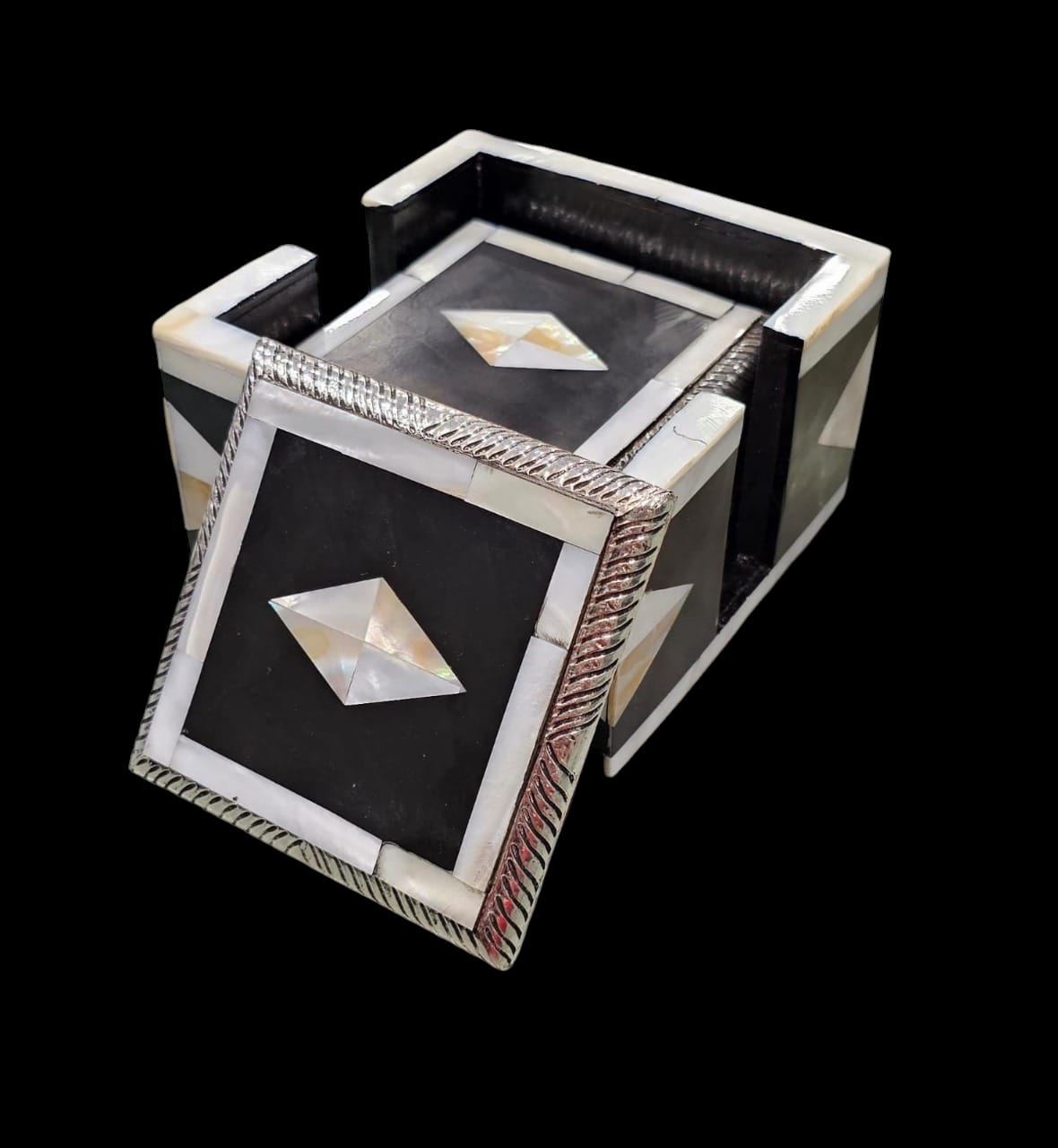 MOP Silver Diamond Coasters