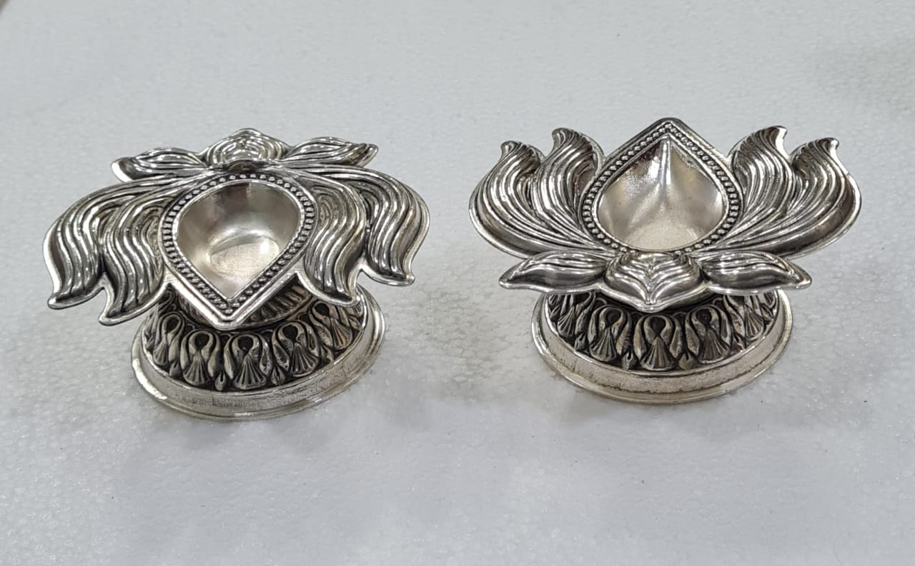 Silver Lotus Diya