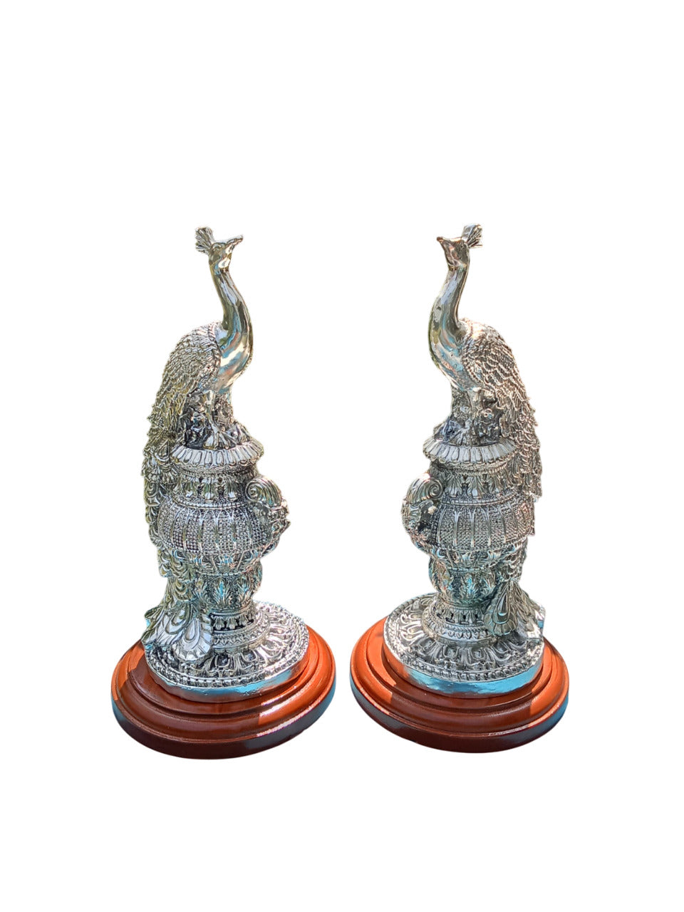 Image of Silver Peacock Pair (Small)