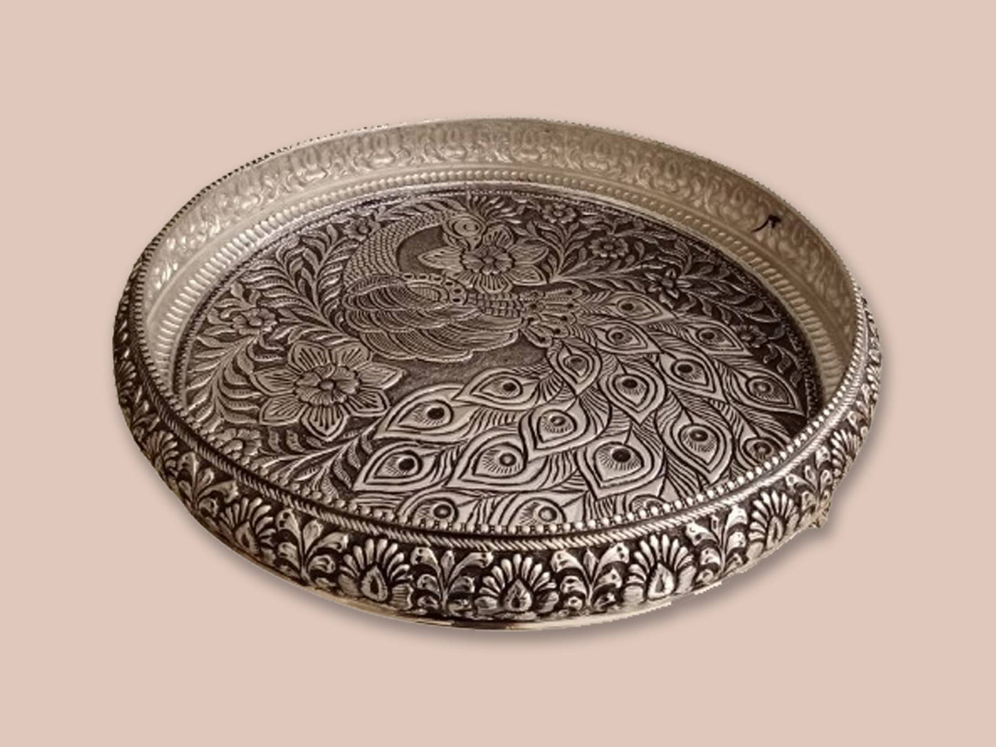 Product of Silver Peacock Design Urli