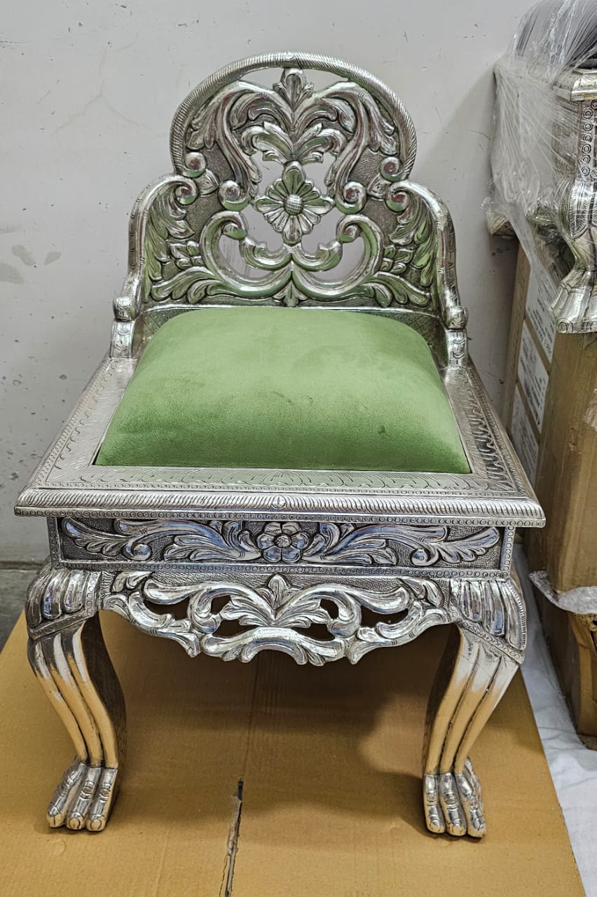 Product Of Silver Green Cushioned Chair