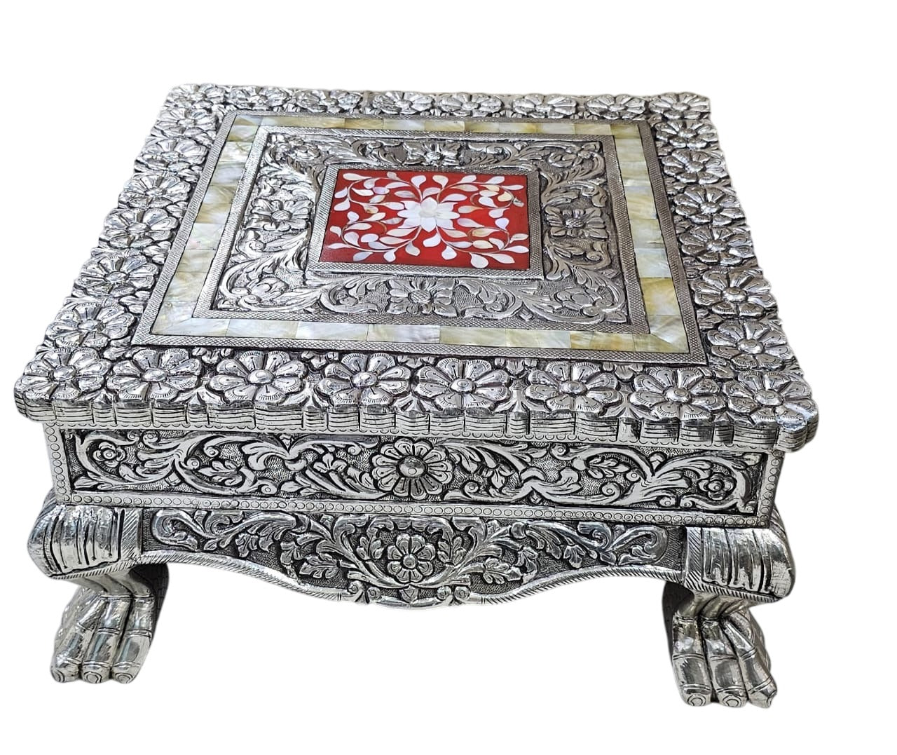 Silver MOP Red Chowki