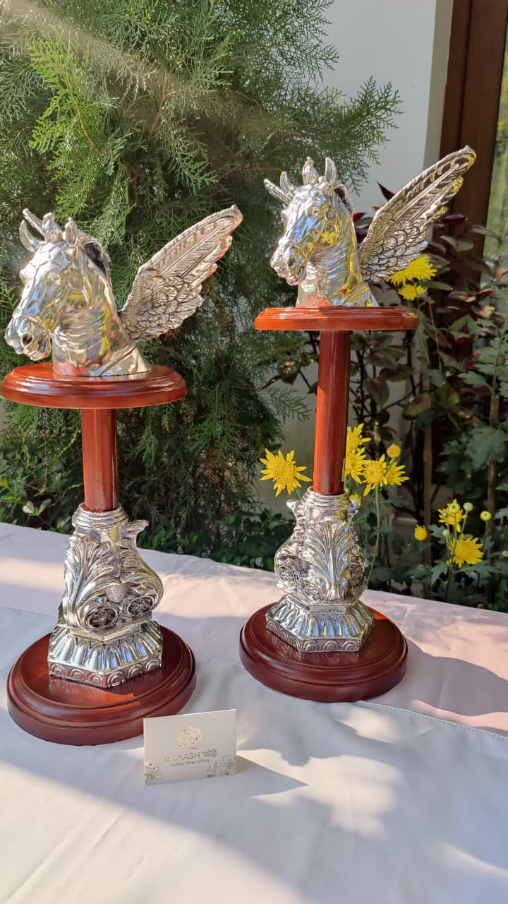 Silver Flying Horse Pair