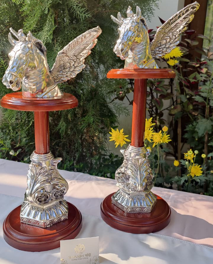 Silver Flying Horse Pair