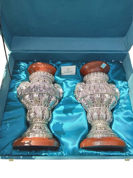 Silver Flower Vase Pair