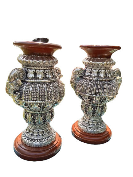 Silver Flower Vase Pair