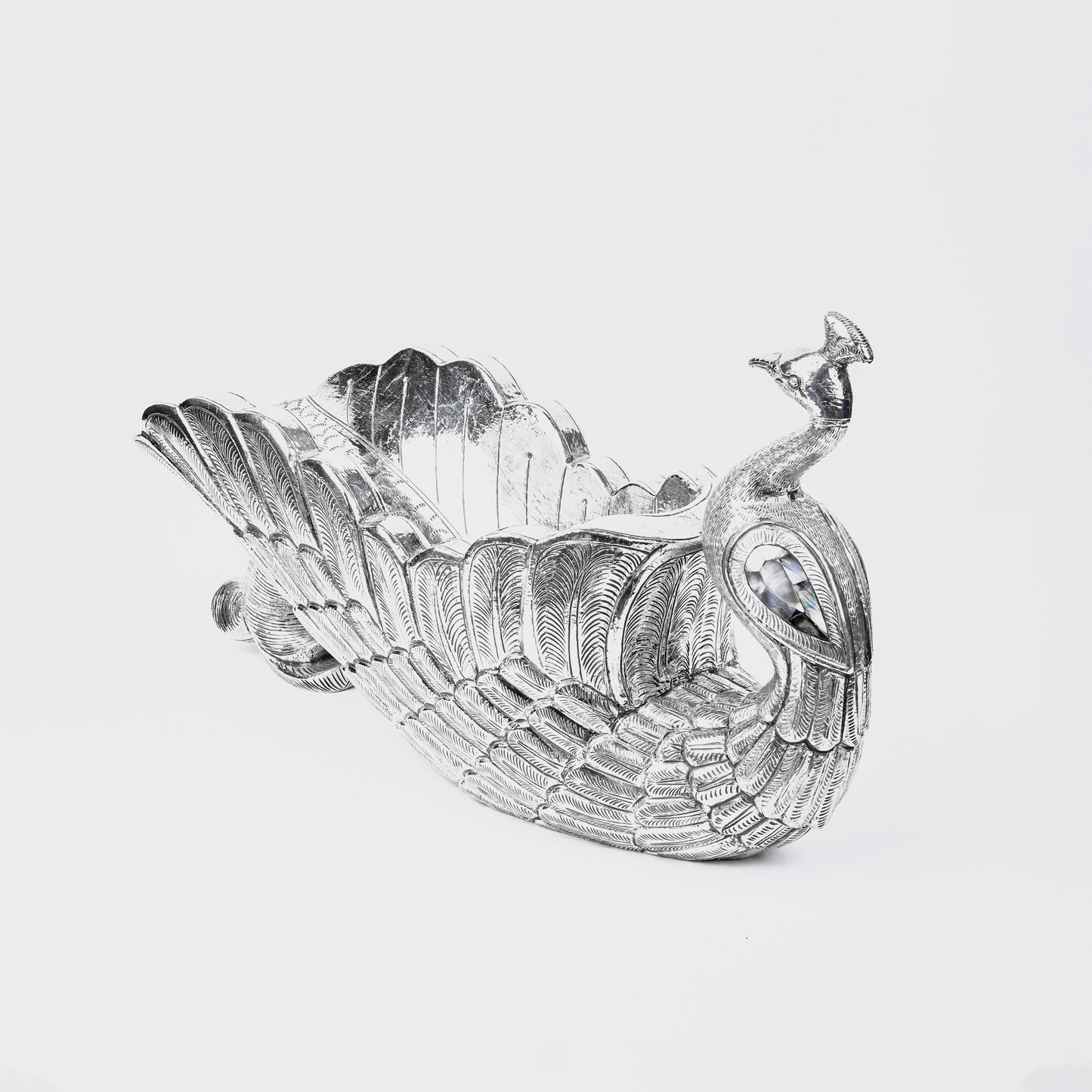 Silver Peacock Wine/Fruit Holder