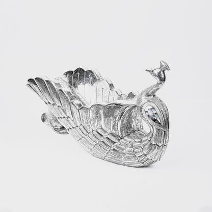 Silver Peacock Wine/Fruit Holder