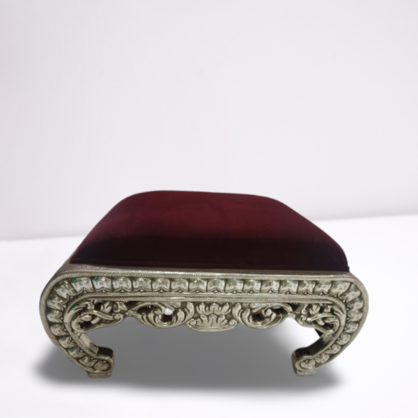 Silver Chowki with Maroon Cushion