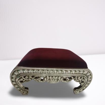 Silver Chowki with Maroon Cushion