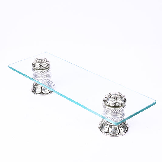 Two legged Glass Silver Platter