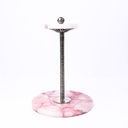 Silver & Rose Quartz Platter Stand