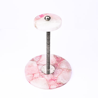 Silver & Rose Quartz Platter Stand