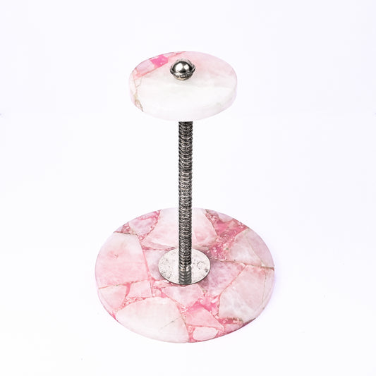 Silver & Rose Quartz Platter Stand