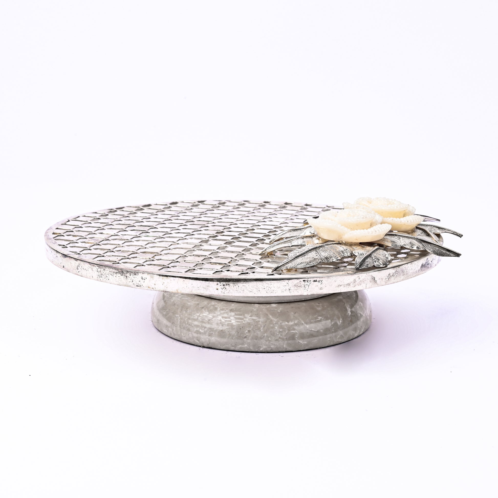 Round Checked Silver Platter