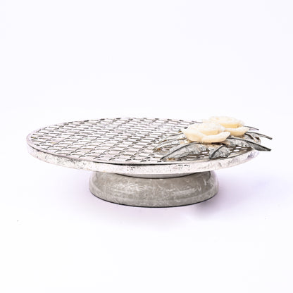 Round Checked Silver Platter