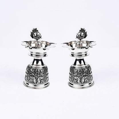 Silver Peacock Diya