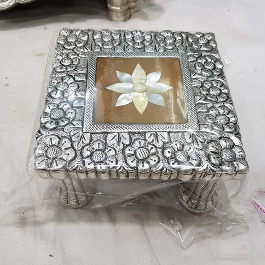 Buy Silver Chowki Online - Center Flower MOP Chowki for Sale