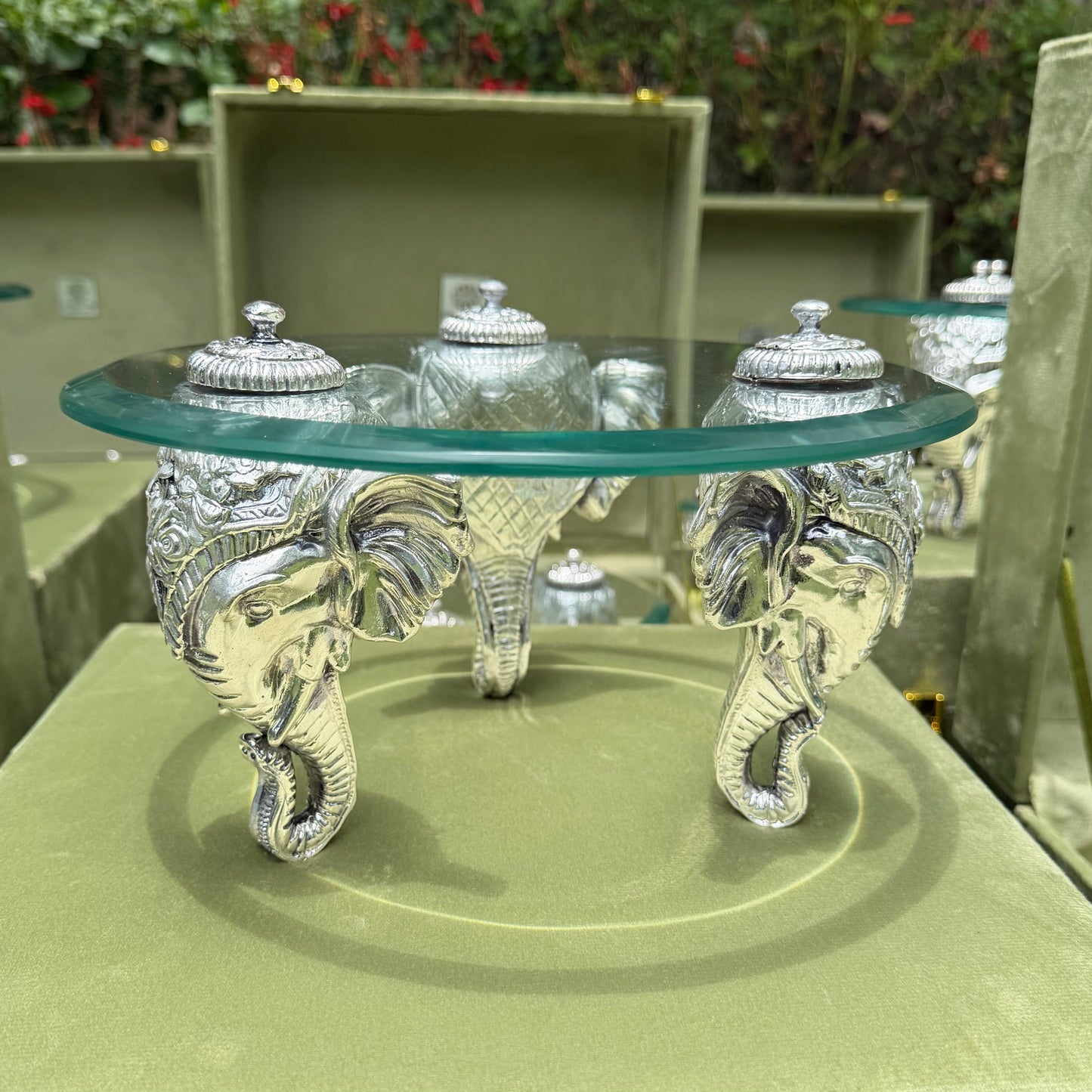 Silver Elephant Leg Round Platter