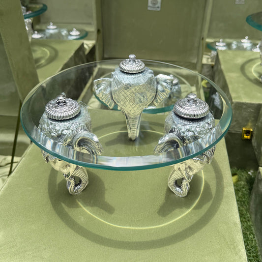 Silver Elephant Leg Round Platter