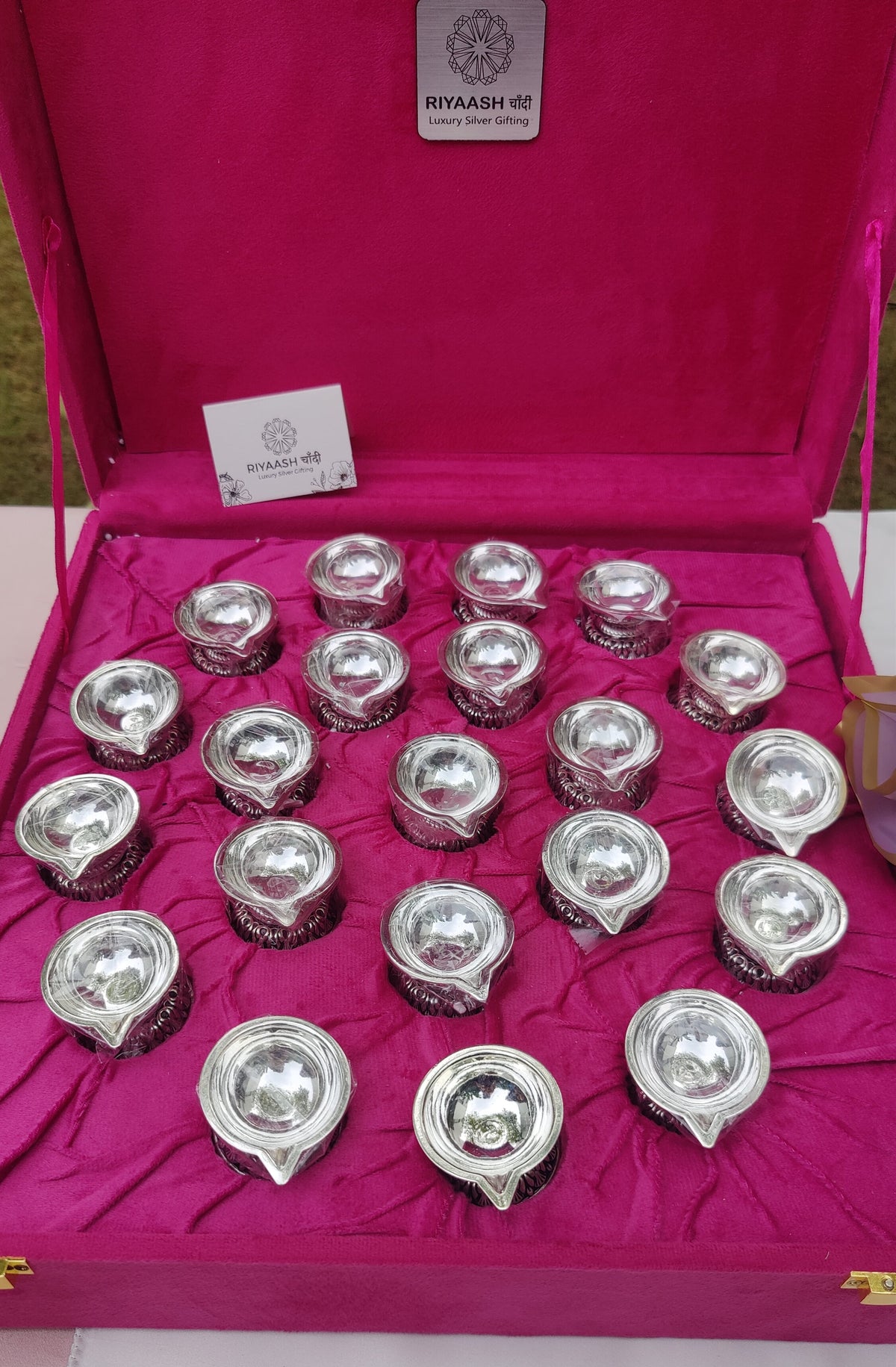 Silver Diya Set of 21
