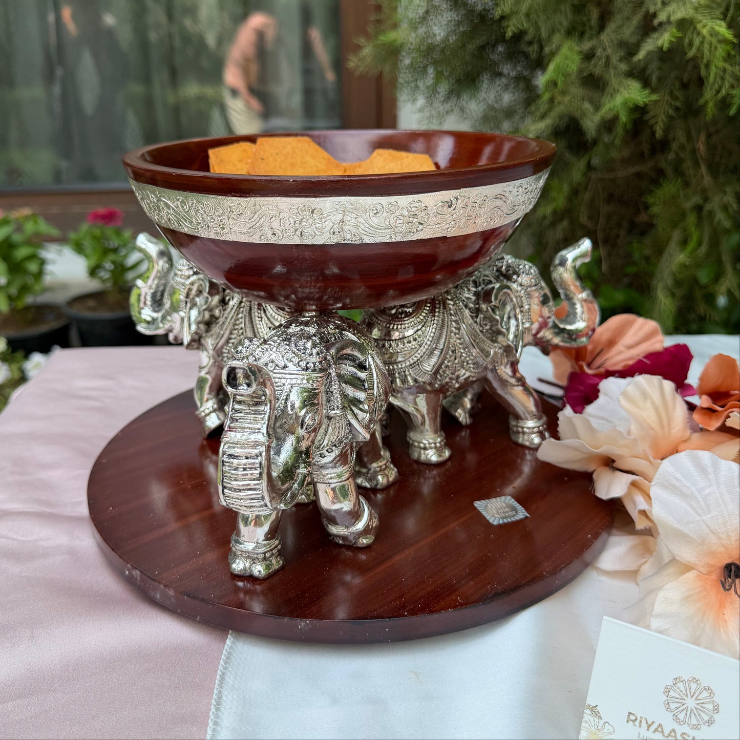 Silver Three-Elephant bowl