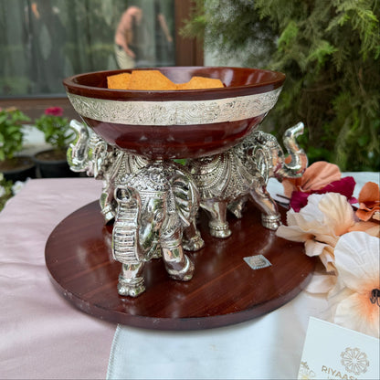 Silver Three-Elephant bowl