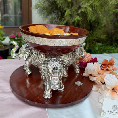 Silver Three-Elephant bowl