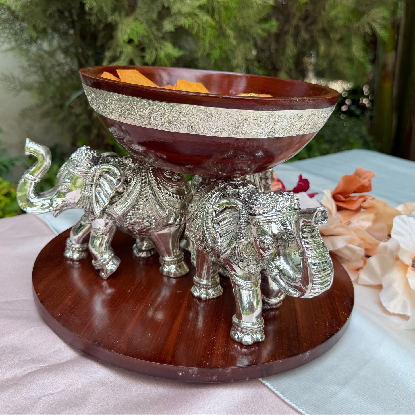 Silver Three-Elephant bowl