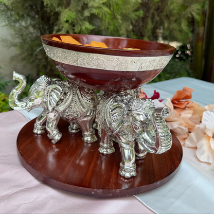 Silver Three-Elephant bowl