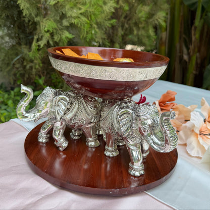 Silver Three-Elephant bowl