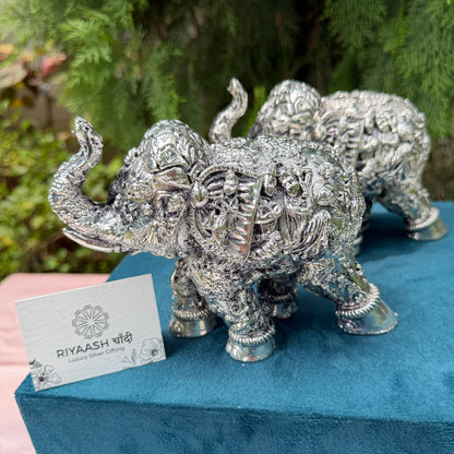 Silver Rasleela Elephant Pair