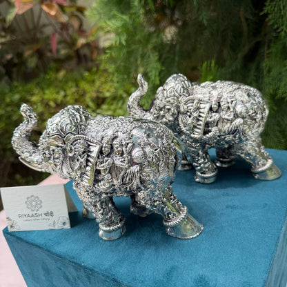Silver Rasleela Elephant Pair