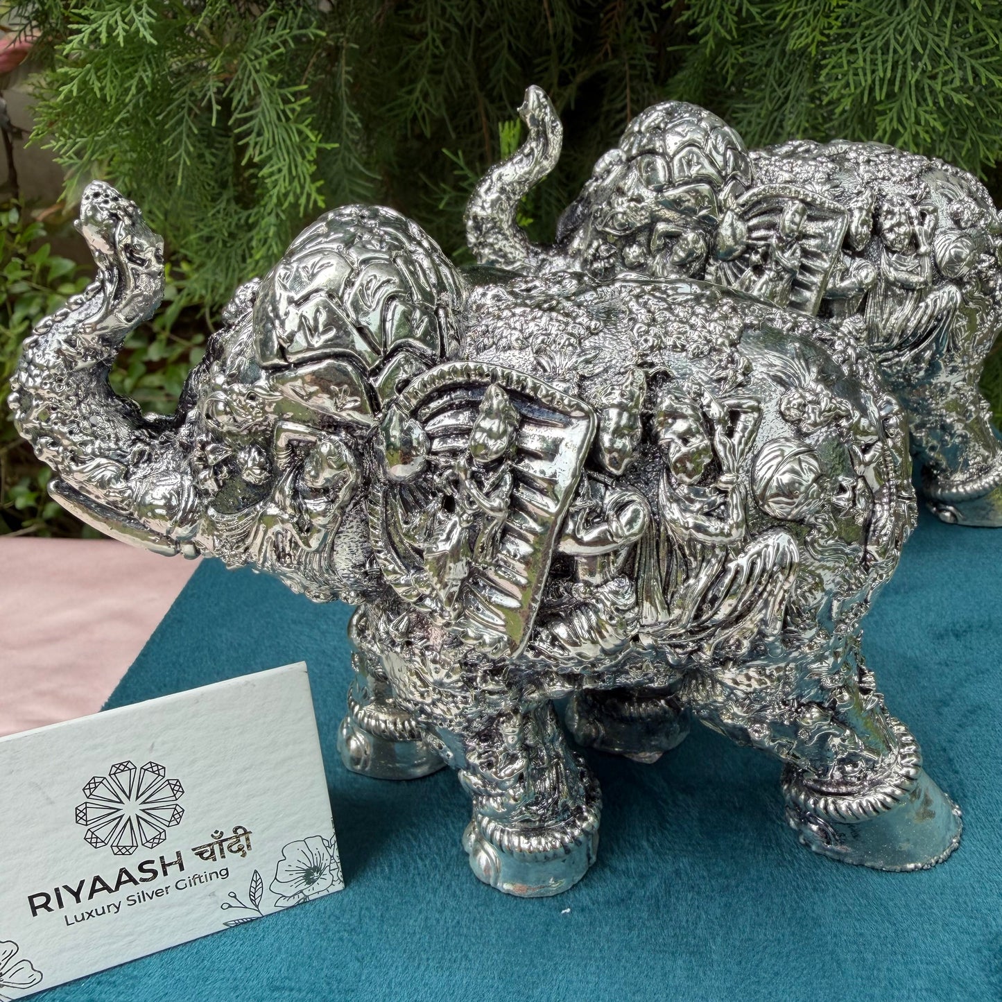 Silver Rasleela Elephant Pair
