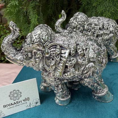 Silver Rasleela Elephant Pair