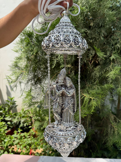 Silver Radha Krishna Lamp