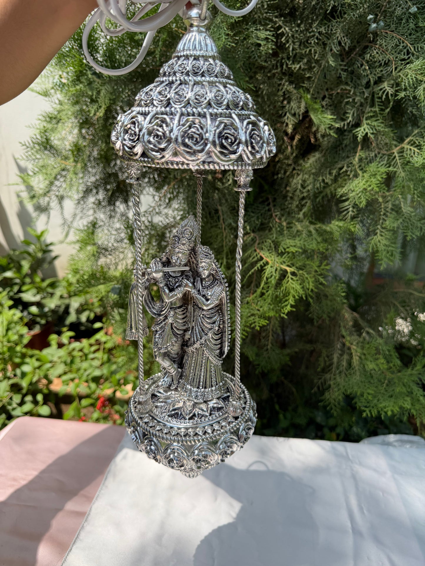 Silver Radha Krishna Lamp