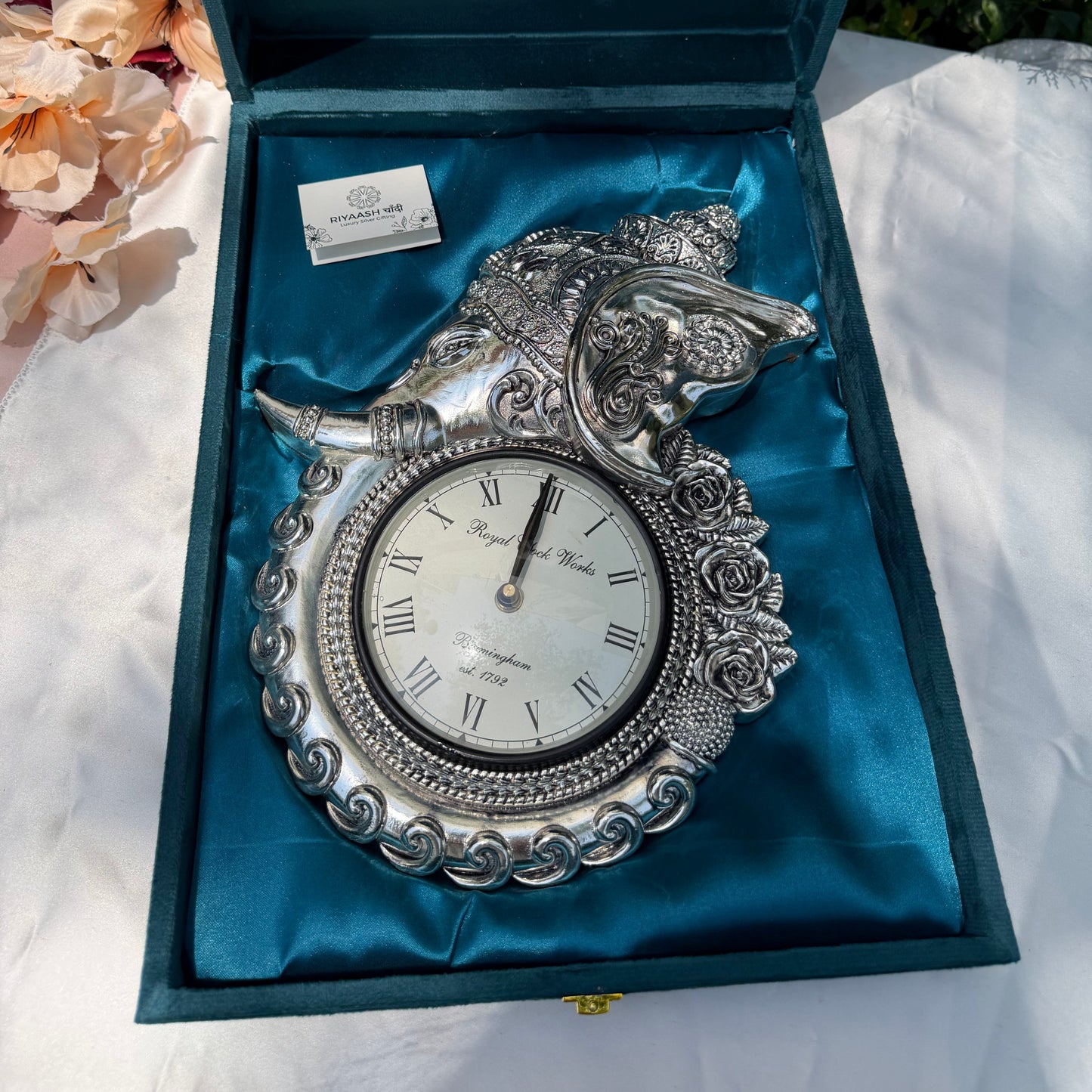 Silver Elephant Clock