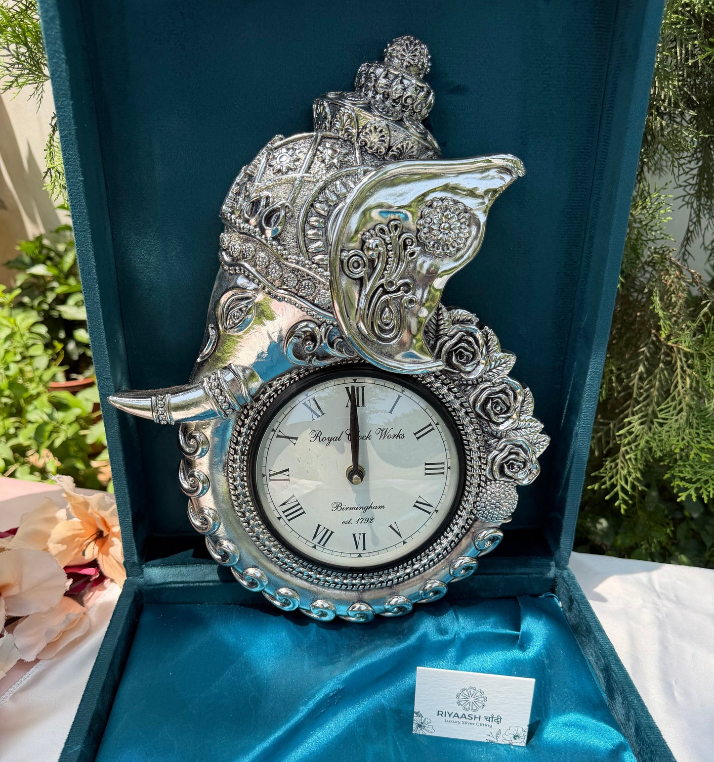 Silver Elephant Clock