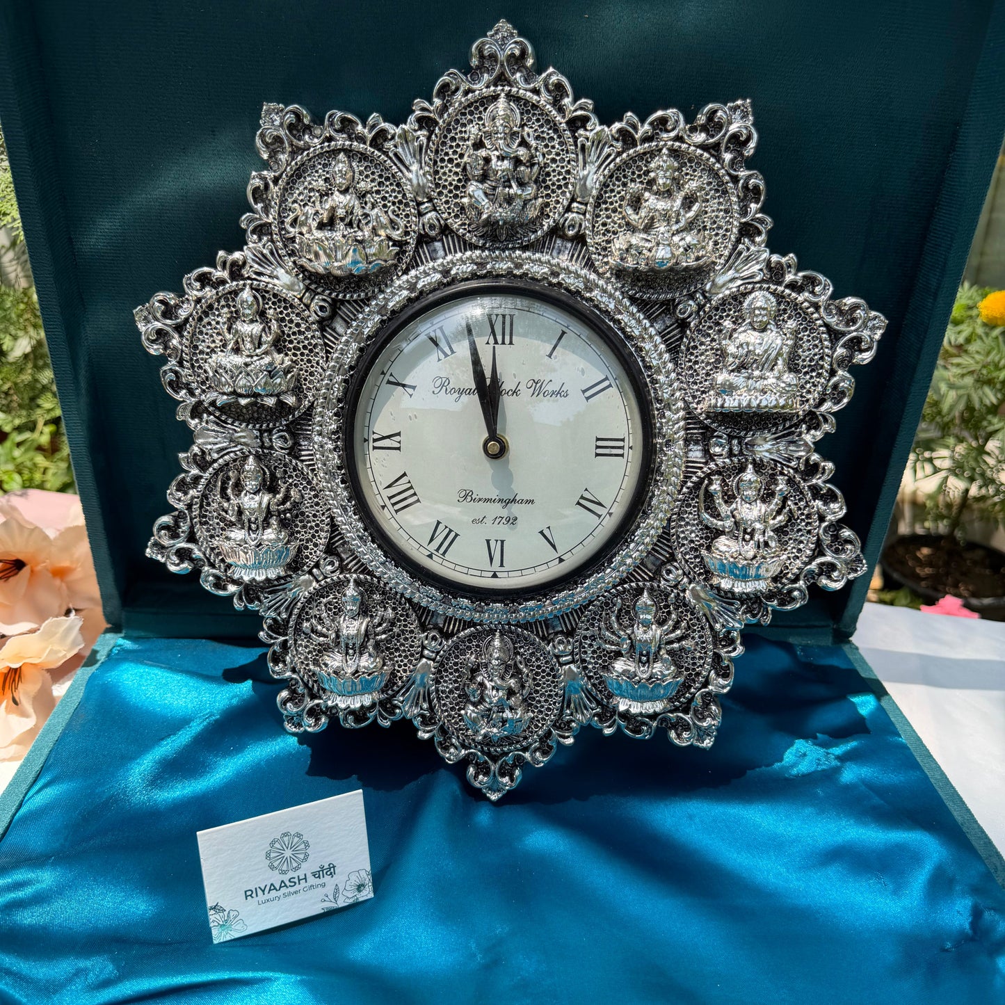 Silver Laxmi Clock