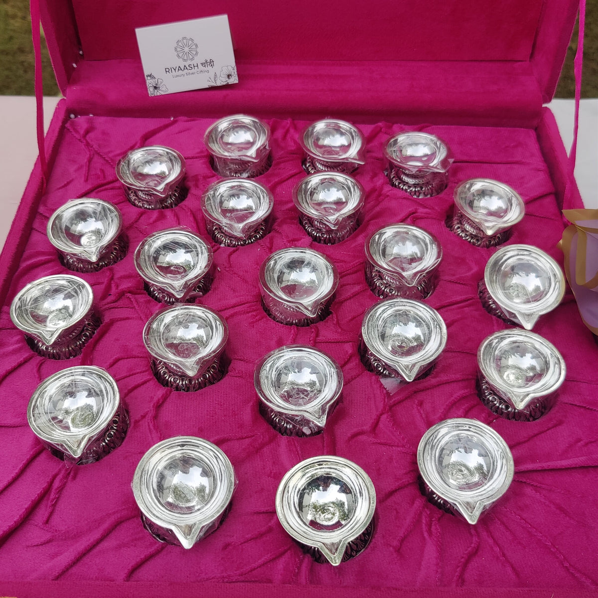 Silver Diya Set of 21