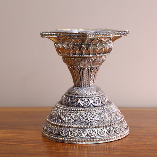 Silver Diya/ Candle Stand